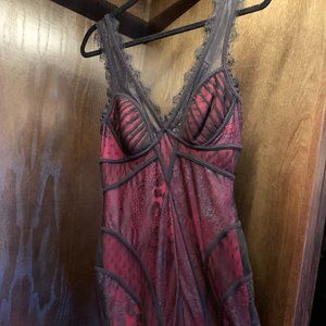 BeBe Bodycon and Corset Black and Dark Red Lace Dr
